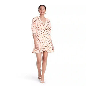 RIXO x Target White & Red Polka Dot Ruffle Wrap Mini Dress Size Large